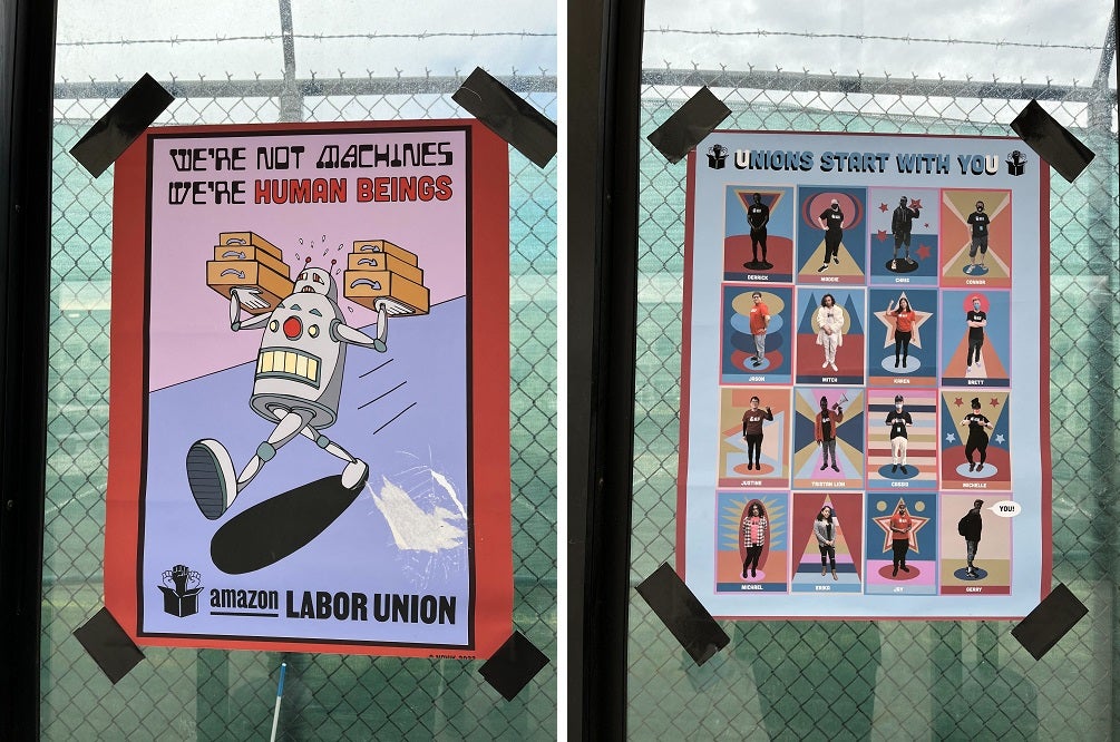 Posters from the warehouse location's single bus stop. Courtesy of Alex Vuocolo.