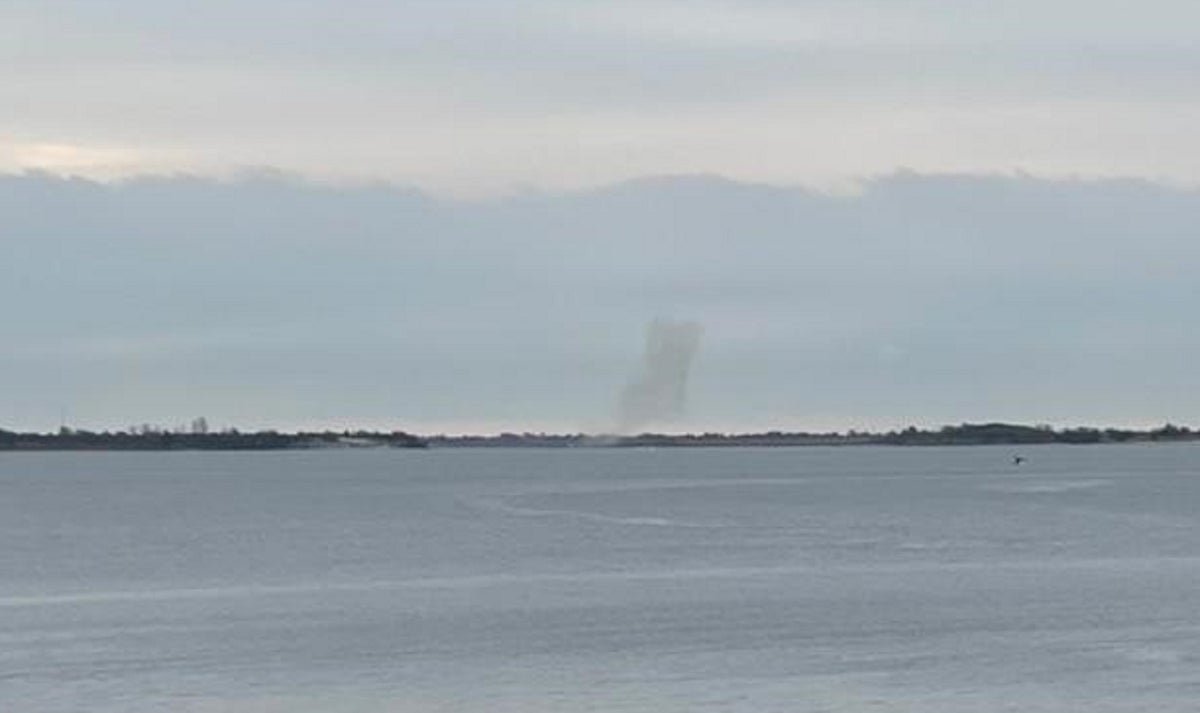 A plume of smoke near Fox Island