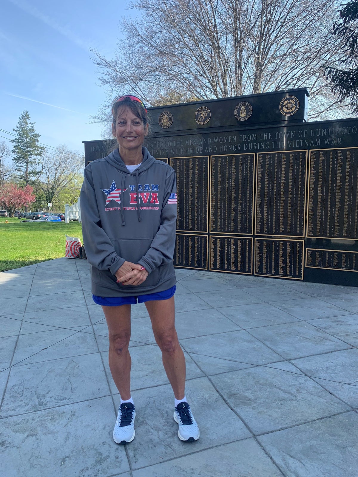 Eva Casale, of Glen Cove, kicked off her goal of seven marathons in seven days Sunday at Huntington Town Hall.