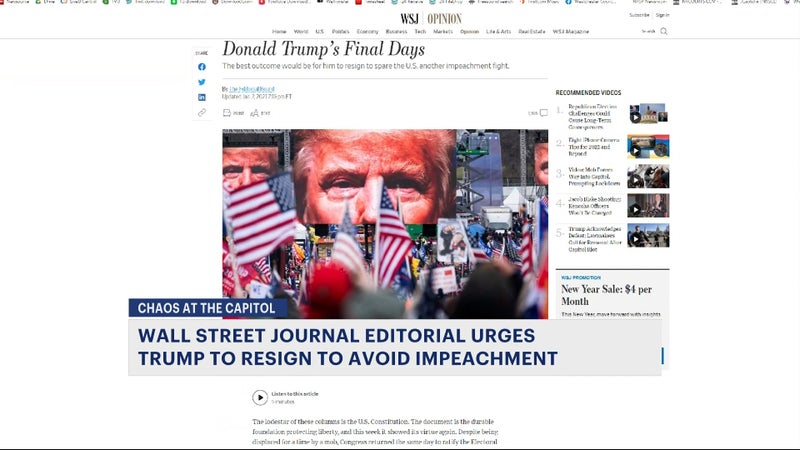 Wall Street Journal calls for President Trump to resign