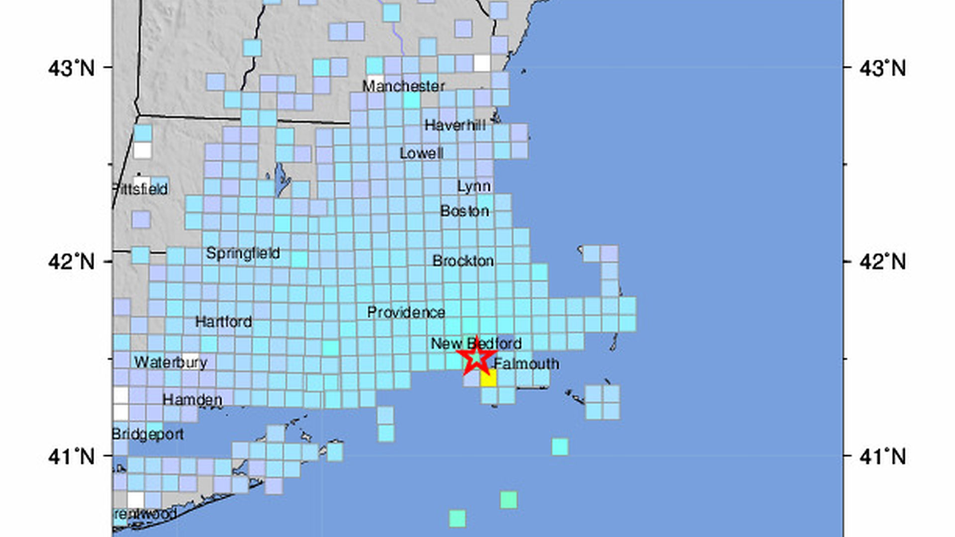 USGS Magnitude 3.6 earthquake recorded off Massachusetts coast